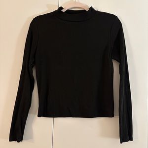 Ribbed Black Mockneck
